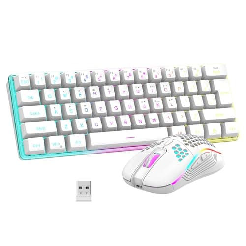 RedThunder 60% Wireless Gaming Keyboard and Mouse Combo, 2500mAh Rechargeable Battery, Ultra-Compact Small RGB Mechanical Feel Keyboard, Lightweight
