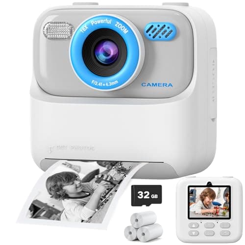 Upgrade Kids Camera Instant Print for Boys and Girls, 1080P HD Dual-Lens Selfie Digital Camera with Print Paper & 32G Card, Christmas Birthday Gifts