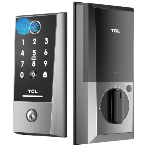 TCL Smart Deadbolt Lock for Front, AI Fingerprint Keyless Entry Door Locks with Hub-Free Wi-Fi, App Remote Control, Auto-Lock, Doorbell, 8-Month
