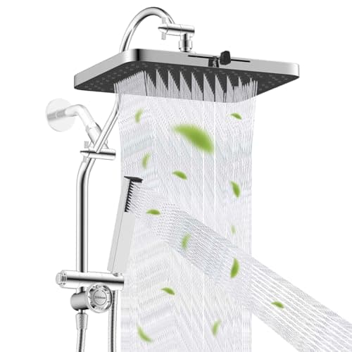 Hibbent Upgraded cUPC Certified 13'' Shower Head Combo, High Pressure 5-Spray Rainfall Showerhead, Stainless Steel 4 Modes Handheld Spray, All Metal