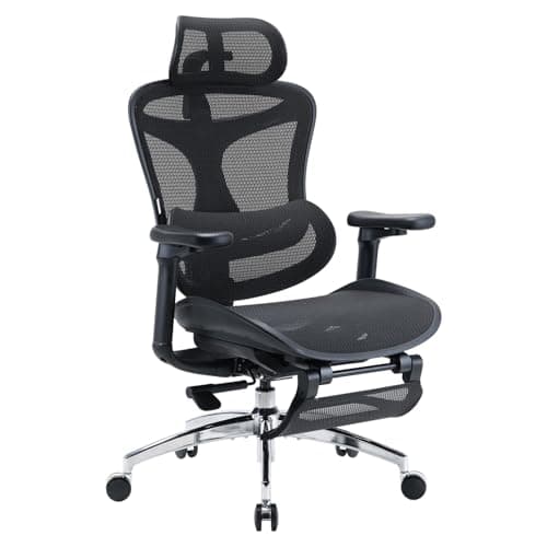 SIHOO Doro C300 Ergonomic Office Chair with Footrest,Pure Black | Ultra Soft 3D Armrests, Dynamic Lumbar Support for Home, Adjustable Backrest Desk