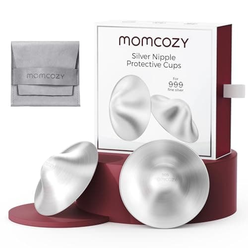 Momcozy NS009 Silver Nursing Cups Original Perforated Breathable Design, 999 Silver Nipple Cover for Breastfeeding Essential,Nipple Shield for Nursing