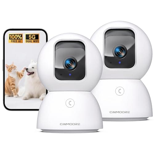 5G Security Camera Indoor 2-Pack, 3K Pet/Dog Camera with Speaker/Phone App, PTZ WiFi Baby Monitor Cameras for Home Security, 0-Glow Night Vision 2-Way