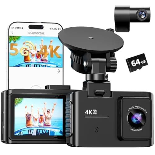 WANLIPO Dash Cam Front and Rear,4K Dual Channel Dash Cam for Car,5G WiFi,2" IPS,Free 64GB Card,4K+1080P Dash Camera,App Control,Loop