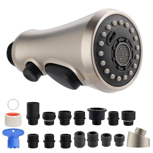 Hibbent Spray Head for Kitchen Faucet, 3-Function Kitchen Sink Spray Nozzle with 10 Adapters, Faucet Head Replacement Compatible with Moen, American