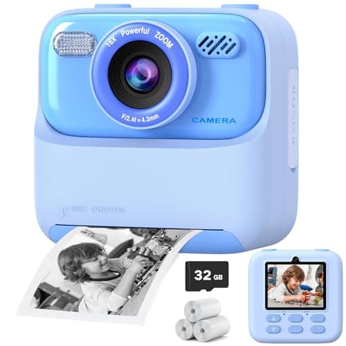 Upgrade Kids Camera Instant Print for Boys and Girls, 1080P HD Dual-Lens Selfie Digital Camera with Print Paper & 32G Card, Christmas Birthday Gifts