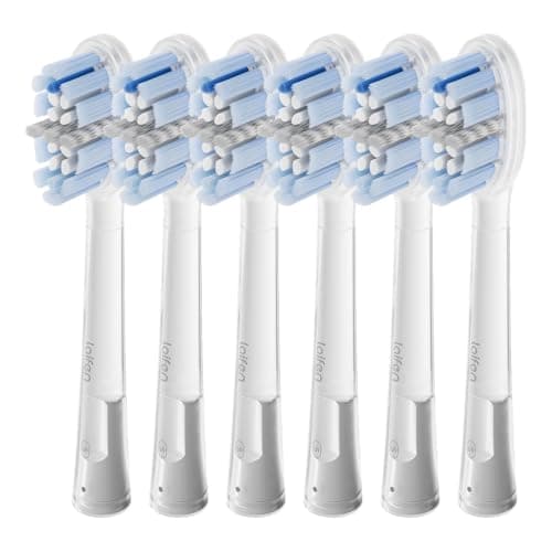 Laifen Pro Series Brush Heads, 6 Pack, Deep Clean, Medium | Spiral Bristle Technology, Deep Interdental Reach, 0.8mm Soft TPE Cushioned Back, Plaque