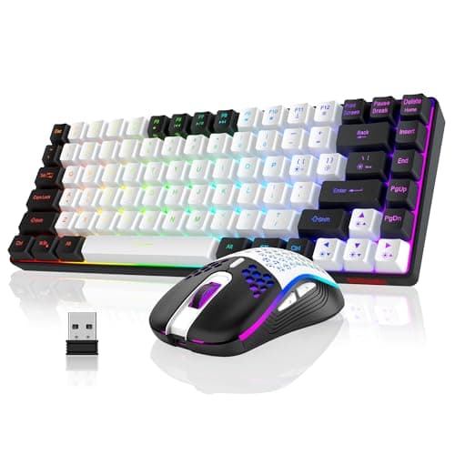 RedThunder K84 Wireless Keyboard and Mouse Combo, RGB Backlit Rechargeable Battery, 75% Layout 84 Keys TKL Ultra Compact Gaming Keyboard & Lightweight
