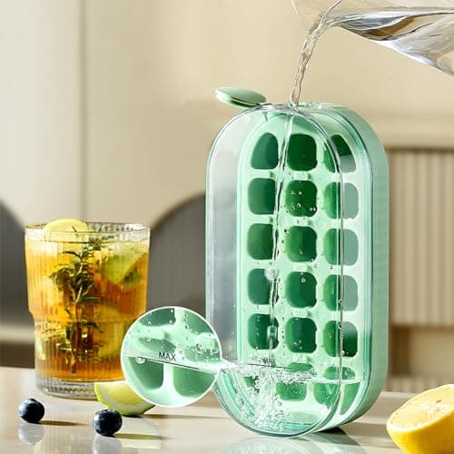 Ice Cube Tray,Ice Cube Trays for Freezer,Easy-Release 18 Nugget Ice Container with Spill-Resistant Cover,Ice Out Fast,Suitable for Cocktail,