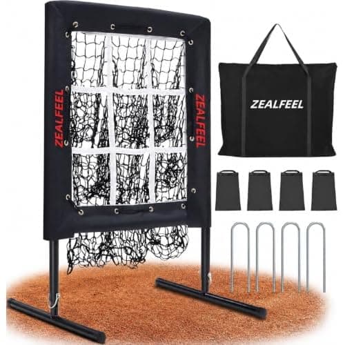 ZEALFEEL Baseball Pitching Net, 18 * 22''/20 * 30''-9 Hole Pitching Net with Strike Zone, 5 Height Adjustable Throwing Trainer, Heavy Duty Baseball