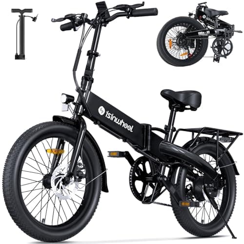 isinwheel U5Pro Electric Bike for Adults, 500W Folding Ebike with 80KM Pas Range, 32KM/H Speed, 48V 7.8Ah Removable Battery, 20" Lightweigt Fat Tires