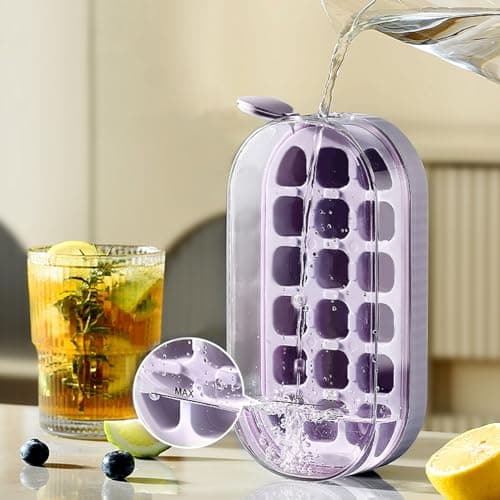 Fuvdreamer Ice Cube Tray,Ice Cube Trays for Freezer,Easy-Release 18 Nugget Ice Container with Spill-Resistant Cover,Ice Out Fast,Suitable for