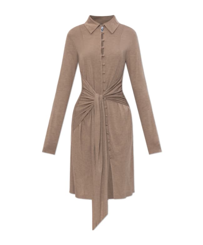 tie-detail button-up mini dress