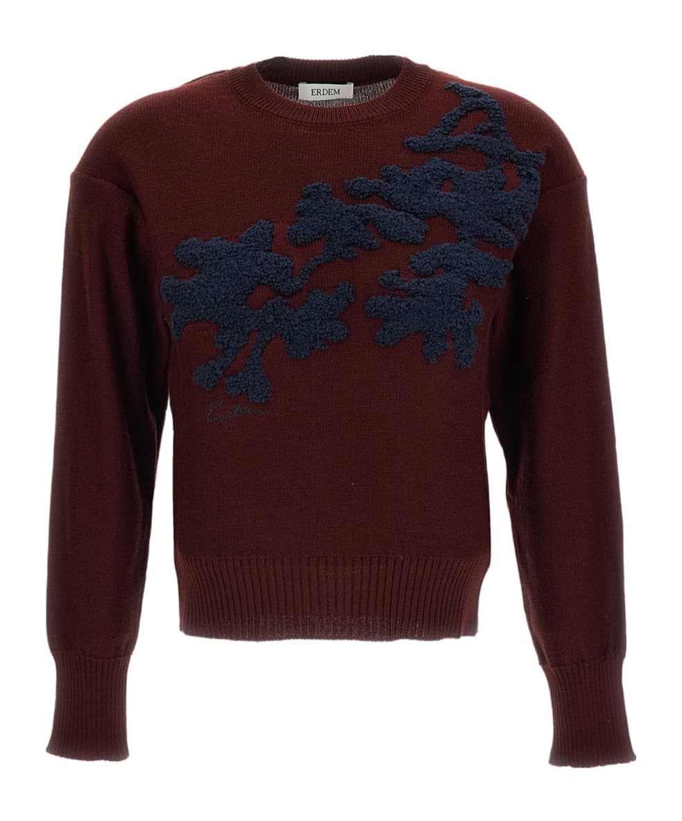 floral-embroidered merino-wool sweater