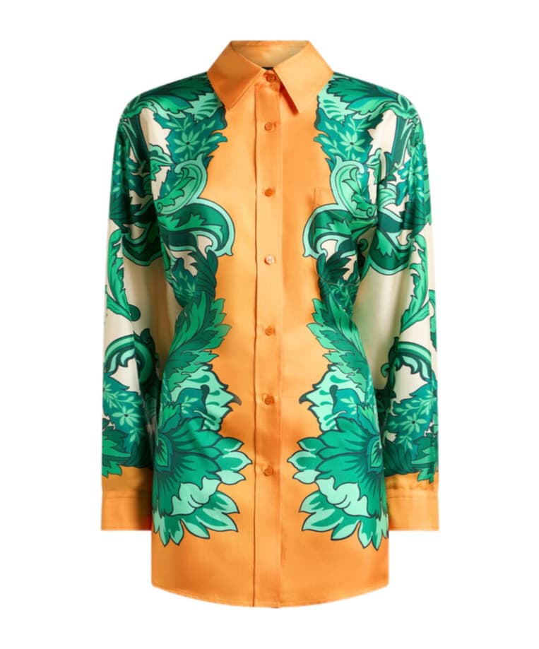 Etro Scarf-Style Floral Printed Rear Knot Shirt