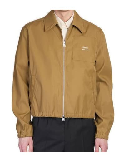 AMI Paris Logo-Lettering Zip-Up Bomber Jacket