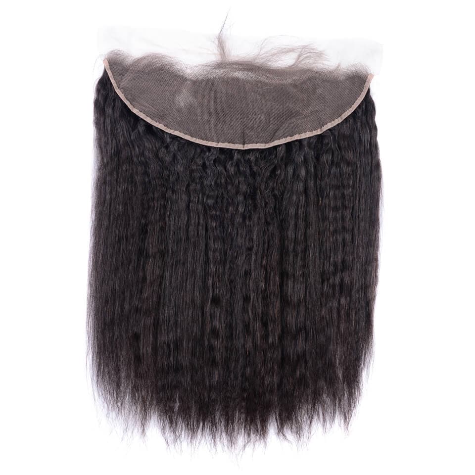 Kinky Straight Virgin Human Hair 13x4 Lace Frontal Relaxed Hair