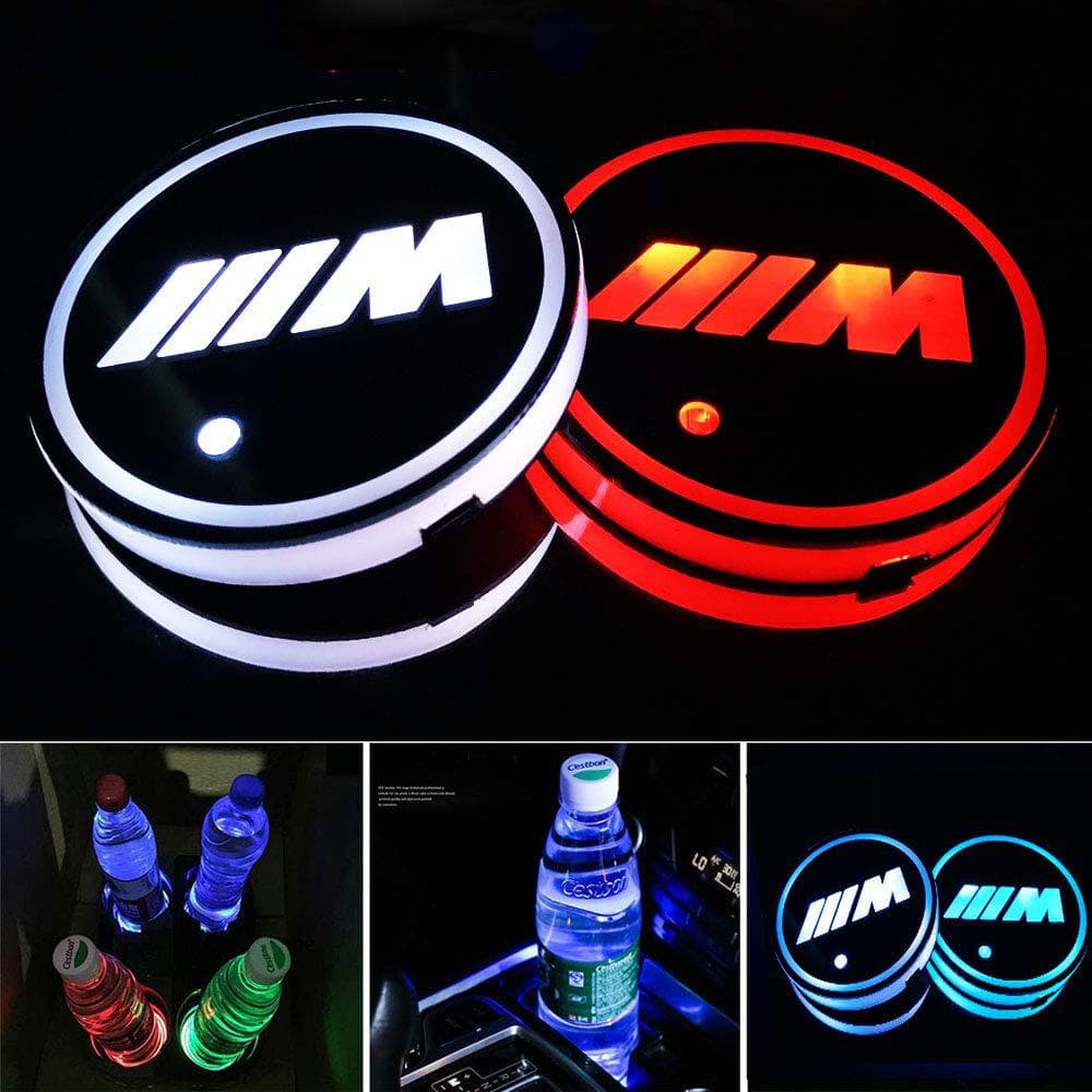 2X LED Car BMW Cup Holder Lights with ///M Logo