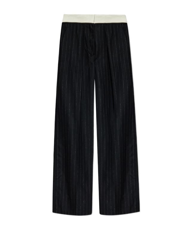pinstripe wide-leg trousers