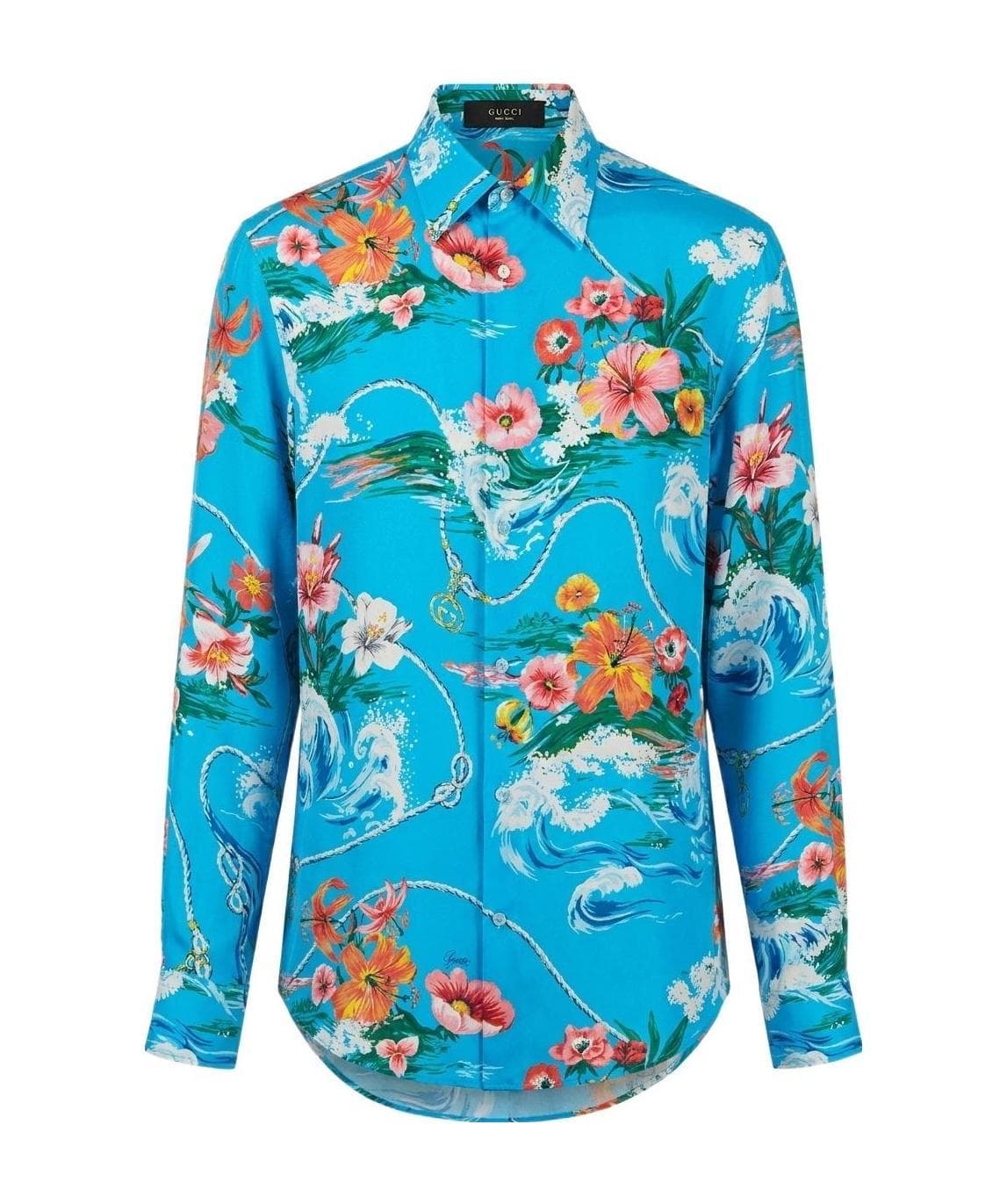 Gucci Printed Collared Long-Sleeve Shirt