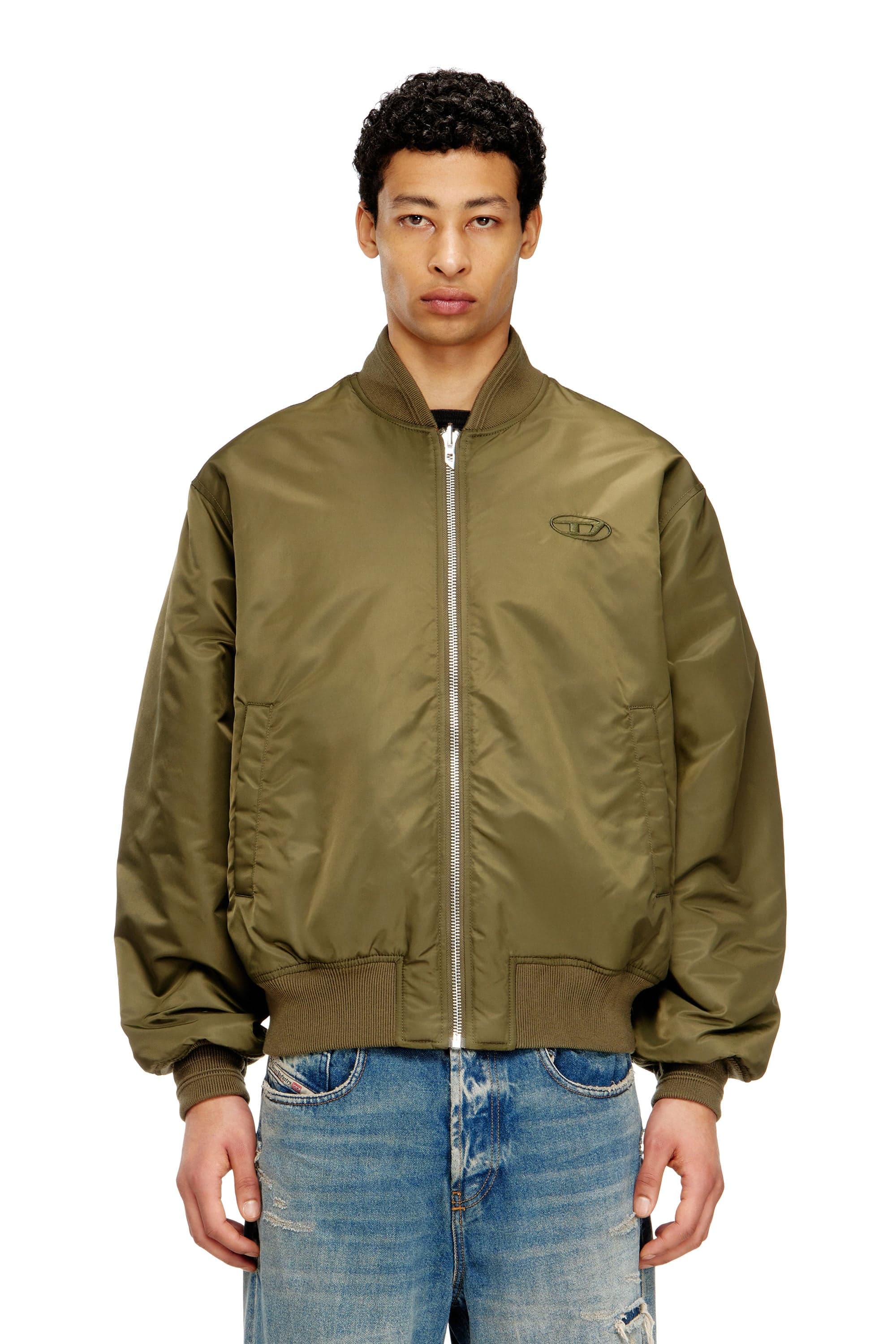 Diesel - Padded bomber jacket with Oval D embroidery - Winter Jackets - Man - Multicolor