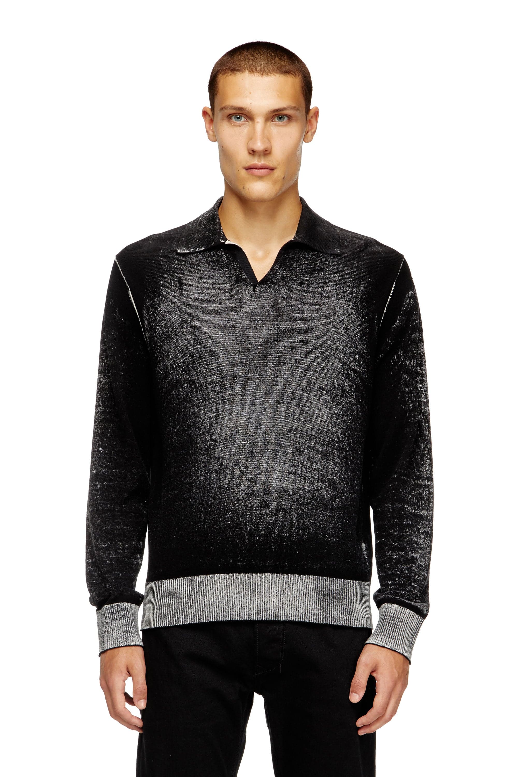 Diesel - Reverse-print polo jumper - Knitwear - Man - Black
