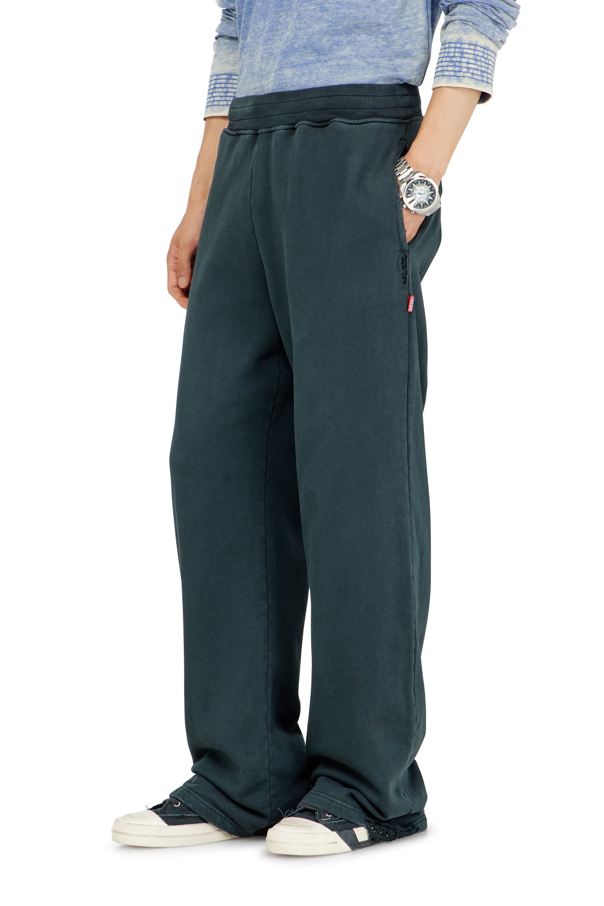 Diesel - Distressed sweatpants with crystal details - Pants - Man - Blue