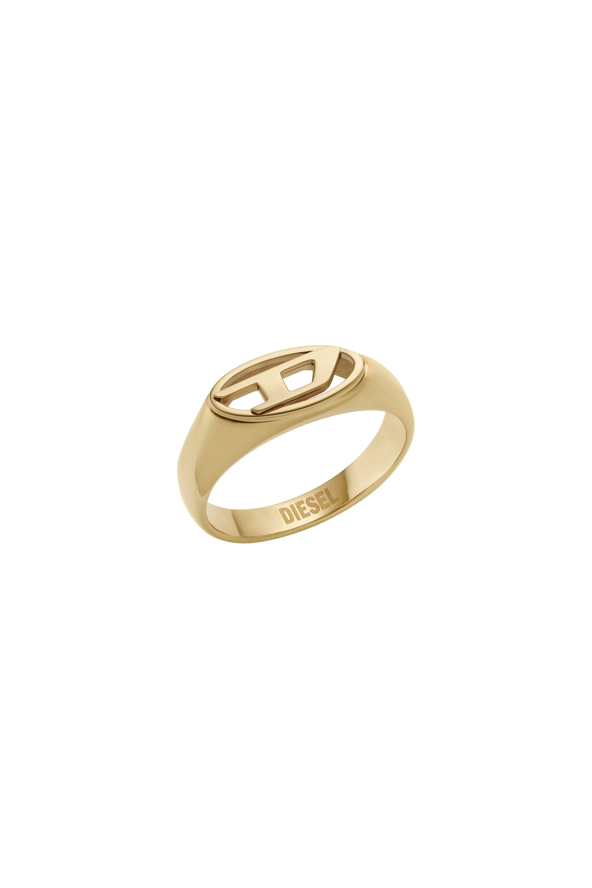 Diesel - Gold-Tone Stainless Steel Signet Ring - Rings - Unisex - Gold