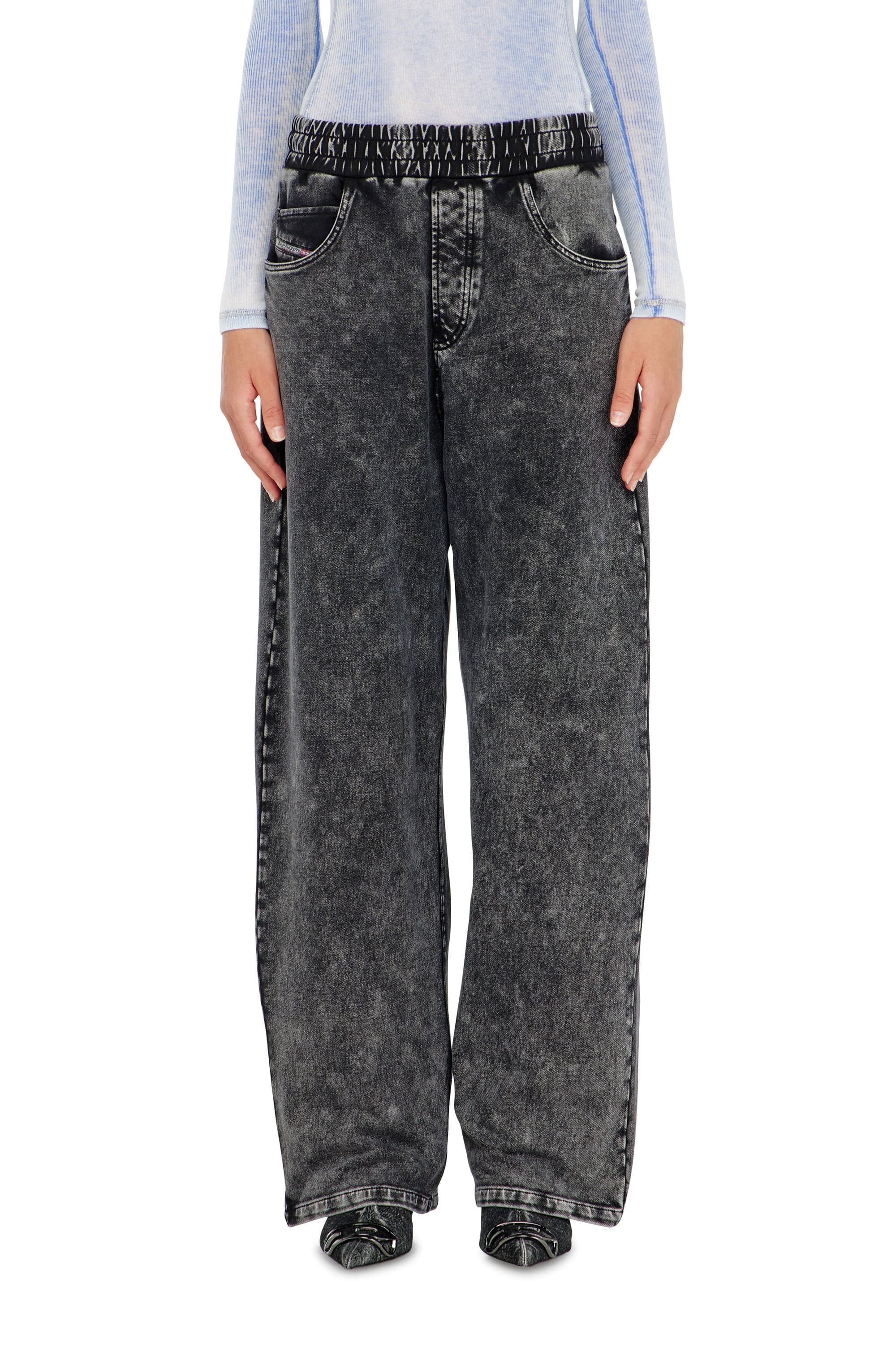 Diesel - Sweatpants with denim effect - Pants - Woman - Grey