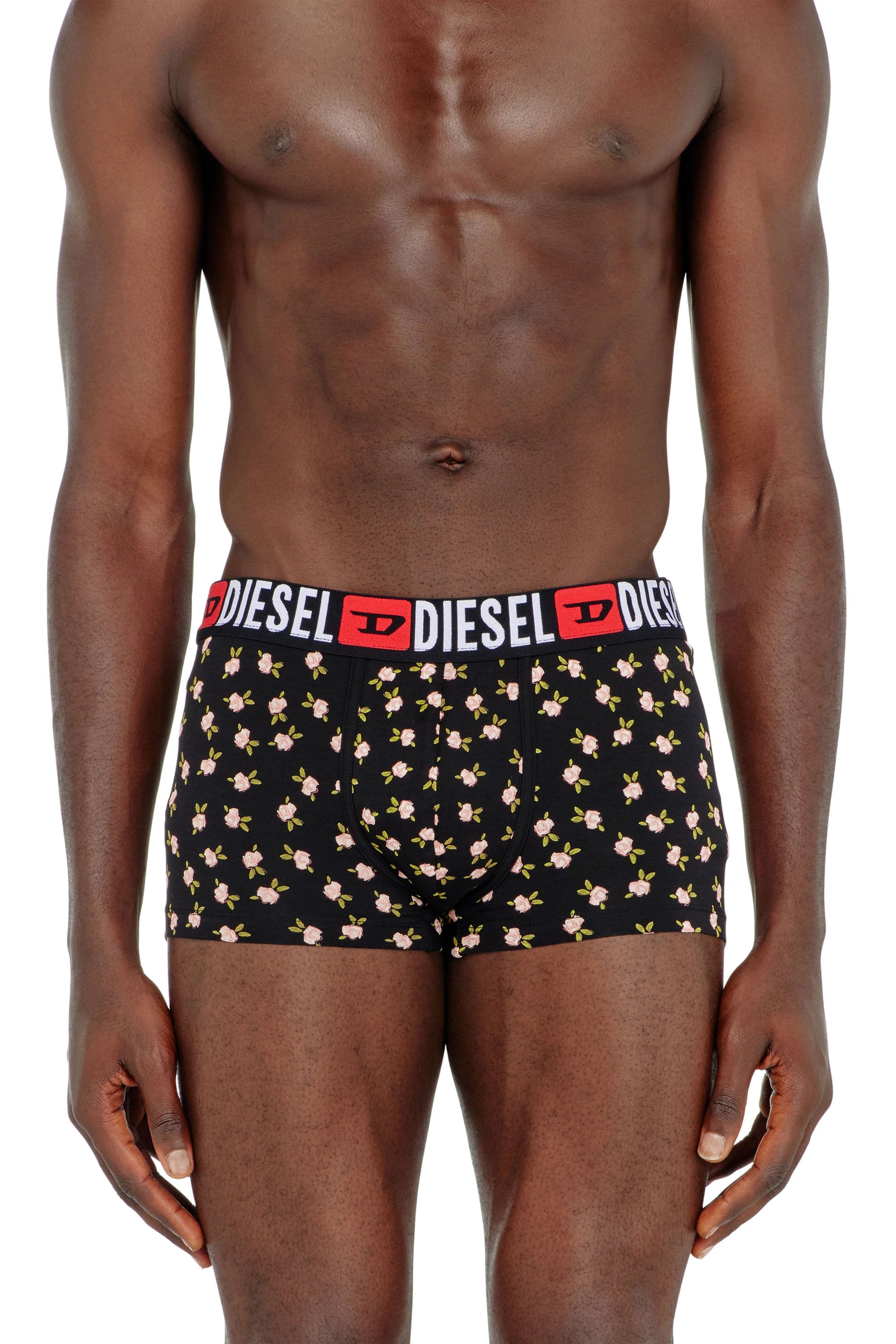 Diesel - Three-pack of stretch cotton trunks with floral print - Trunks - Man - Black