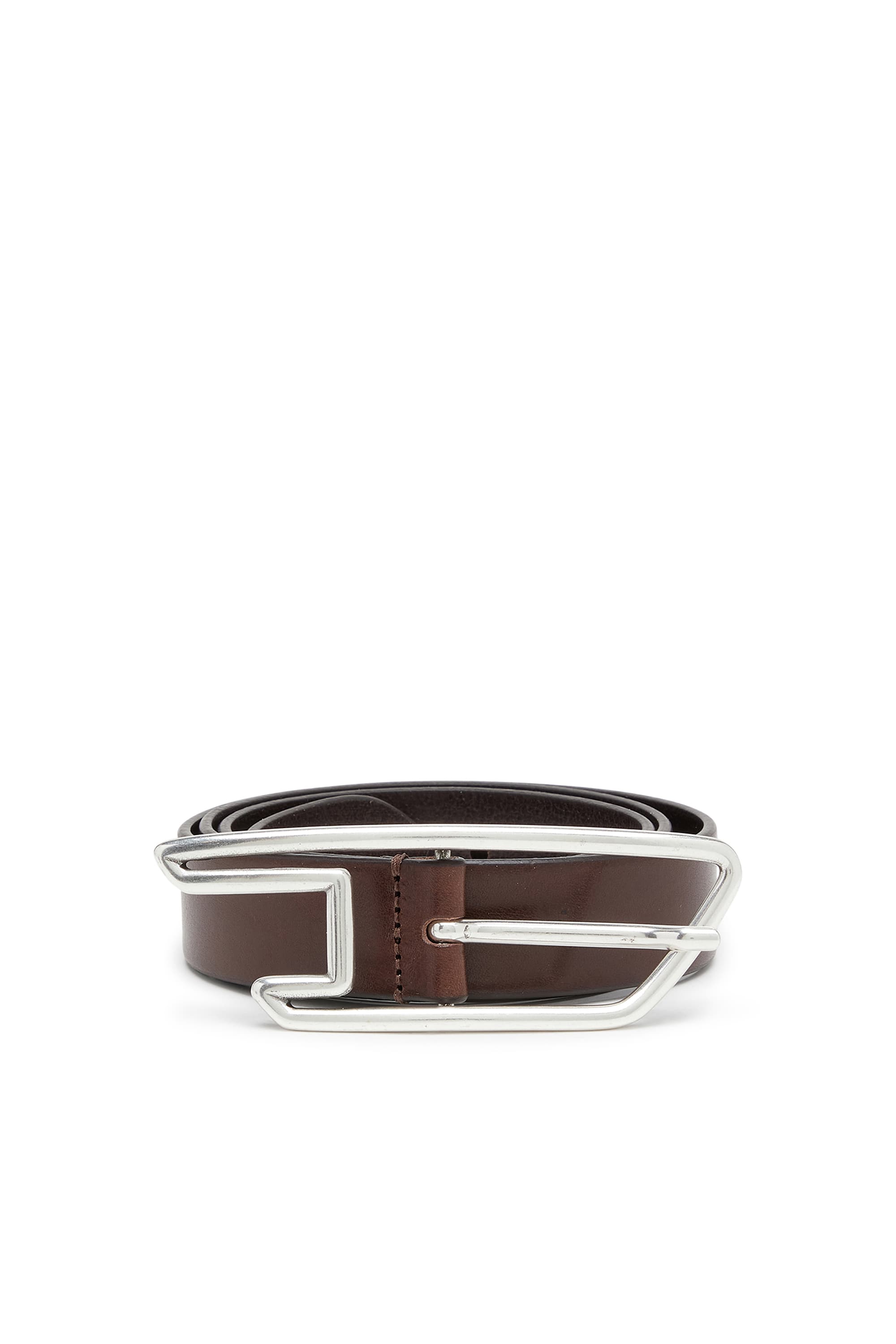 Diesel - 3cm leather belt with D-logo buckle - Belts - Unisex - Brown