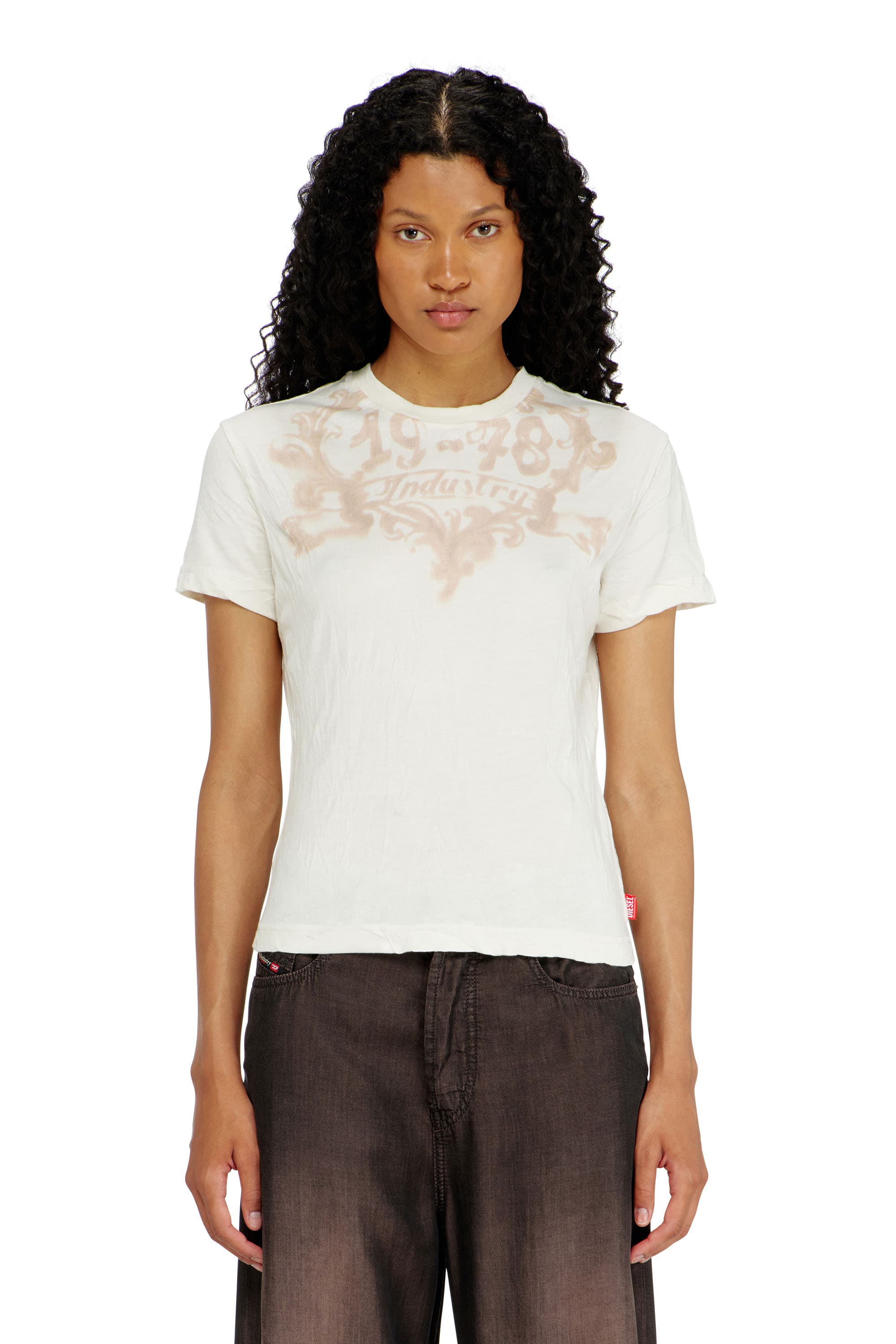 Diesel - Cotton T-shirt with graphic print - T-Shirts - Woman - Multicolor