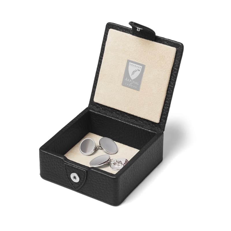 Aspinal of London Stud Box in Black Pebble