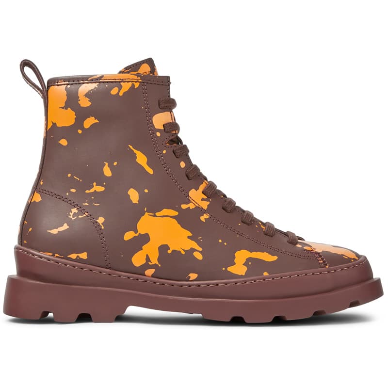 CAMPER Brutus - Ankle boots for Women - Burgundy,Orange, size 37, Smooth leather