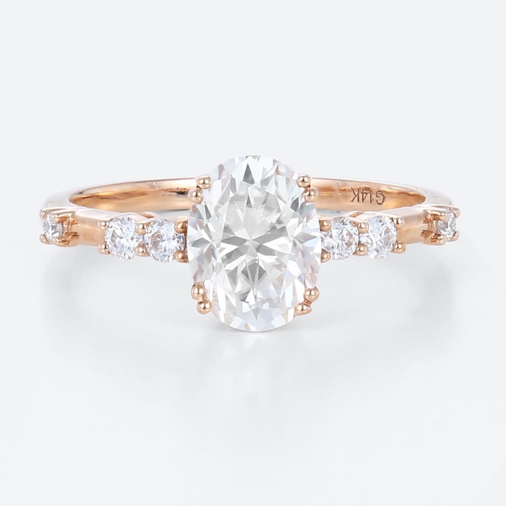 1.5ct Colorless VS+ Oval Cut Lab Grown Diamond Minimalist Double Prong Engagement Ring in Rose Gold