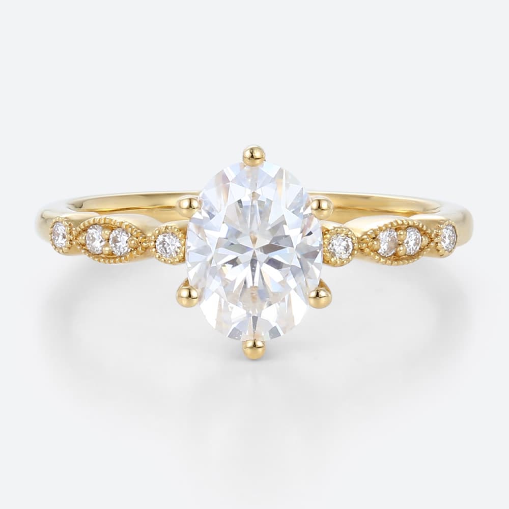 Oval Cut Lab Grown Diamond Engagement Ring Vintage-Inspired Bridal Ring