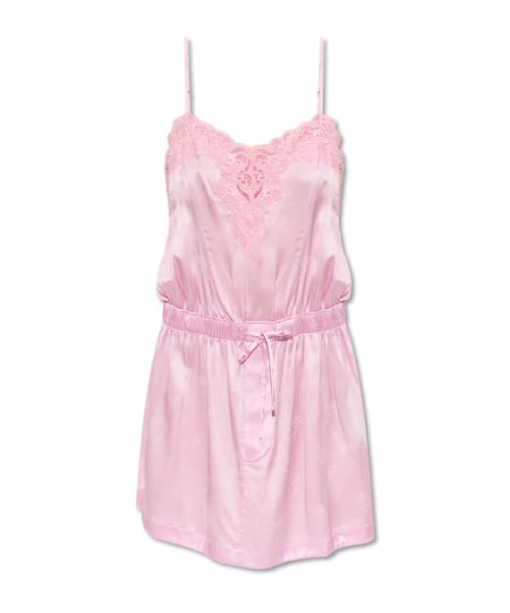 Balenciaga Lace-Trim Spaghetti Strap Mini Dress