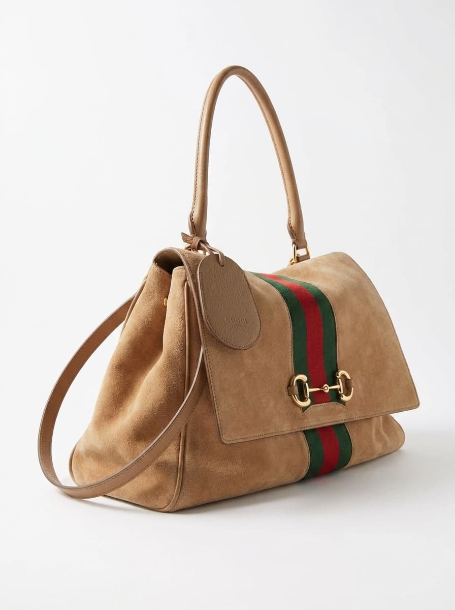 Gucci Paparazzo Horsebit Stripe Detailed Medium Top Handle Bag