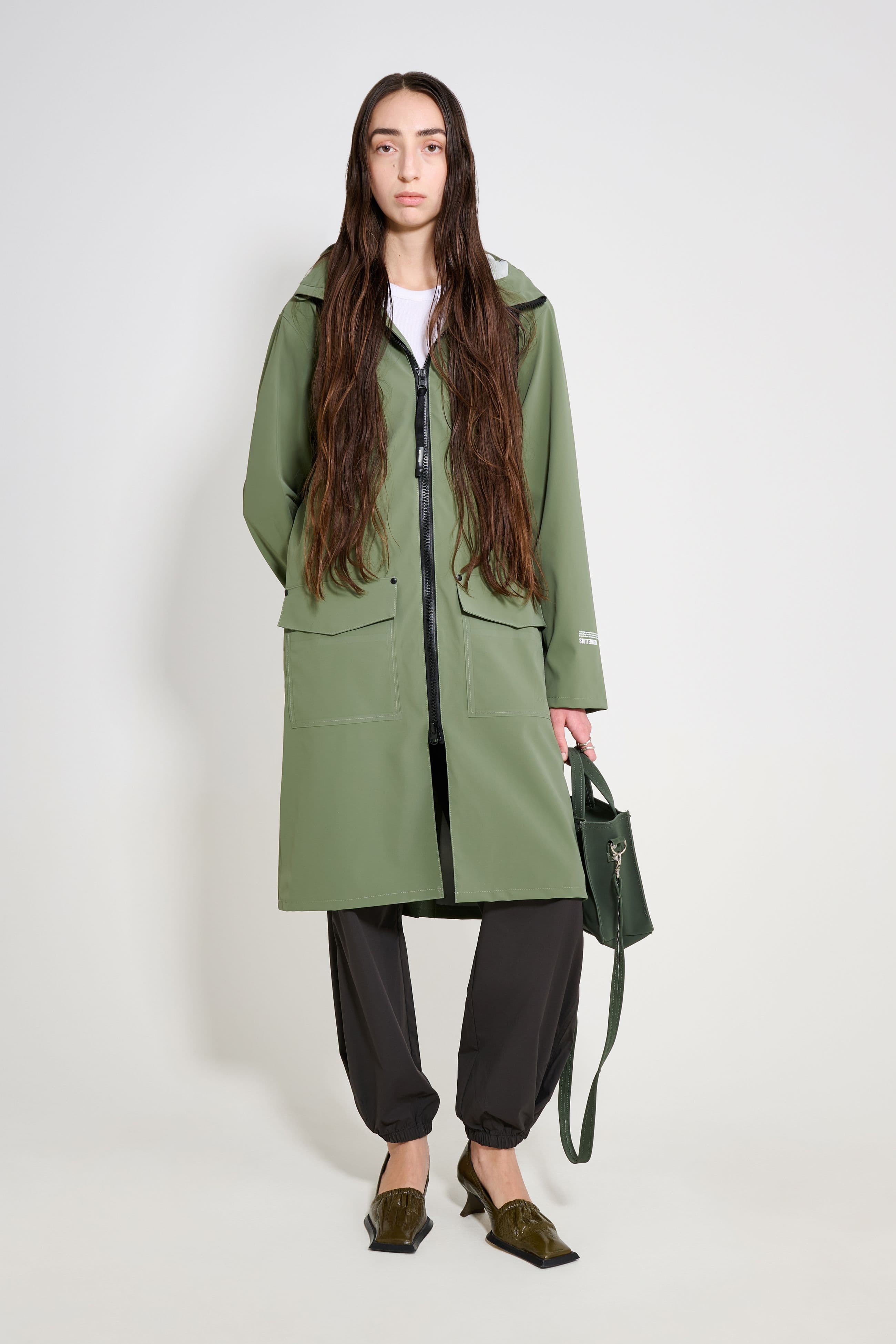 Stockholm Long Patch Raincoat Dry Green