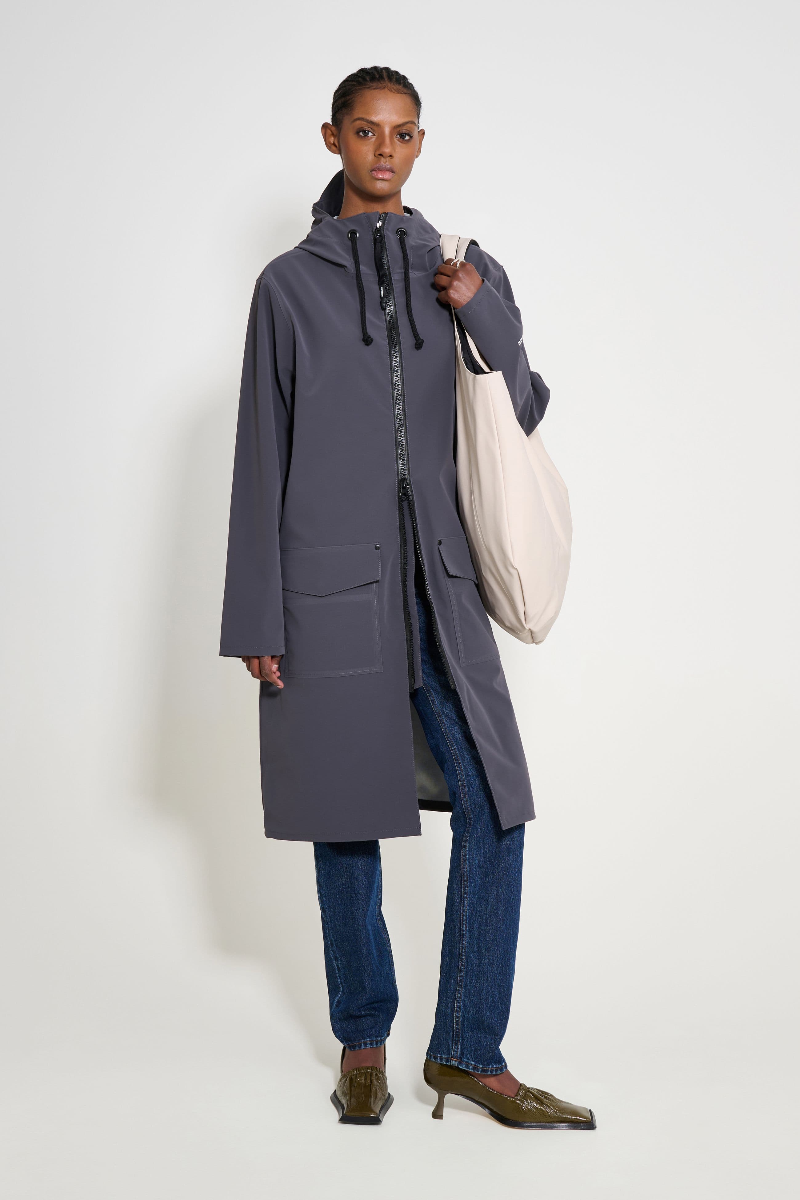 Stockholm Long Patch Raincoat Mystic Blue