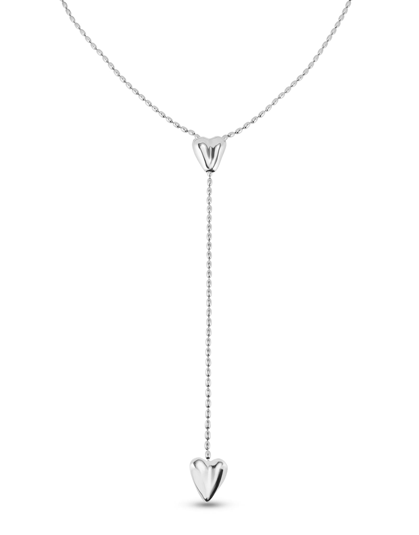 Long adjustable chain necklace with two hearts