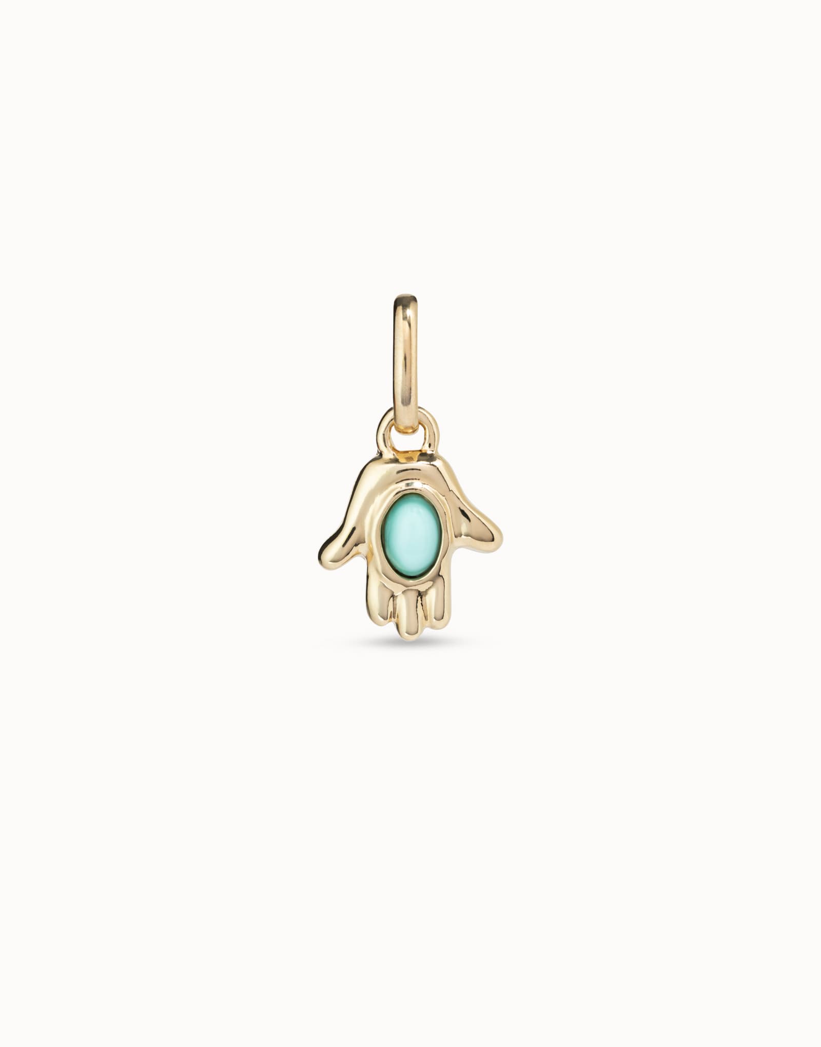 Hand shaped charm with turquoise murano glass