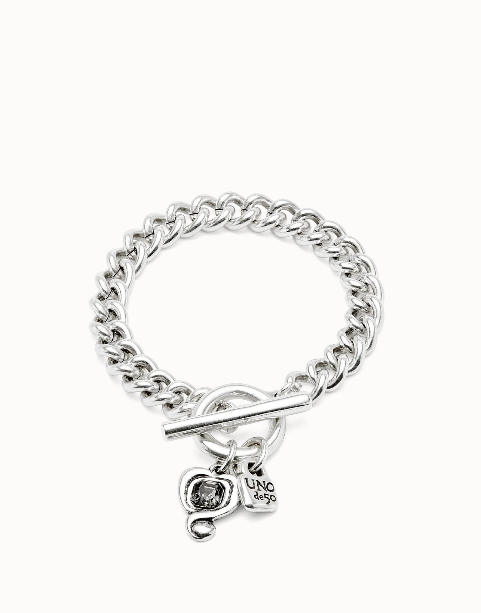 Curb link chain bracelet with charms