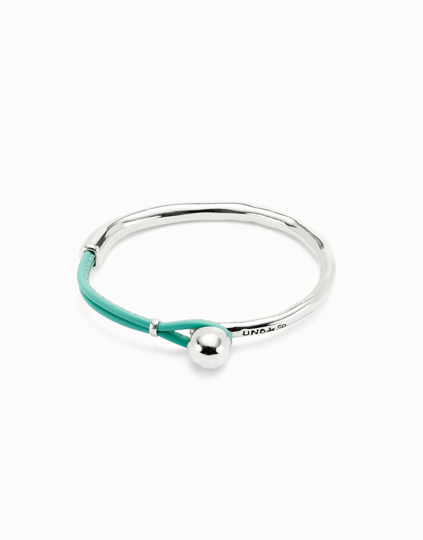 Bangle bracelet with turquoise leather