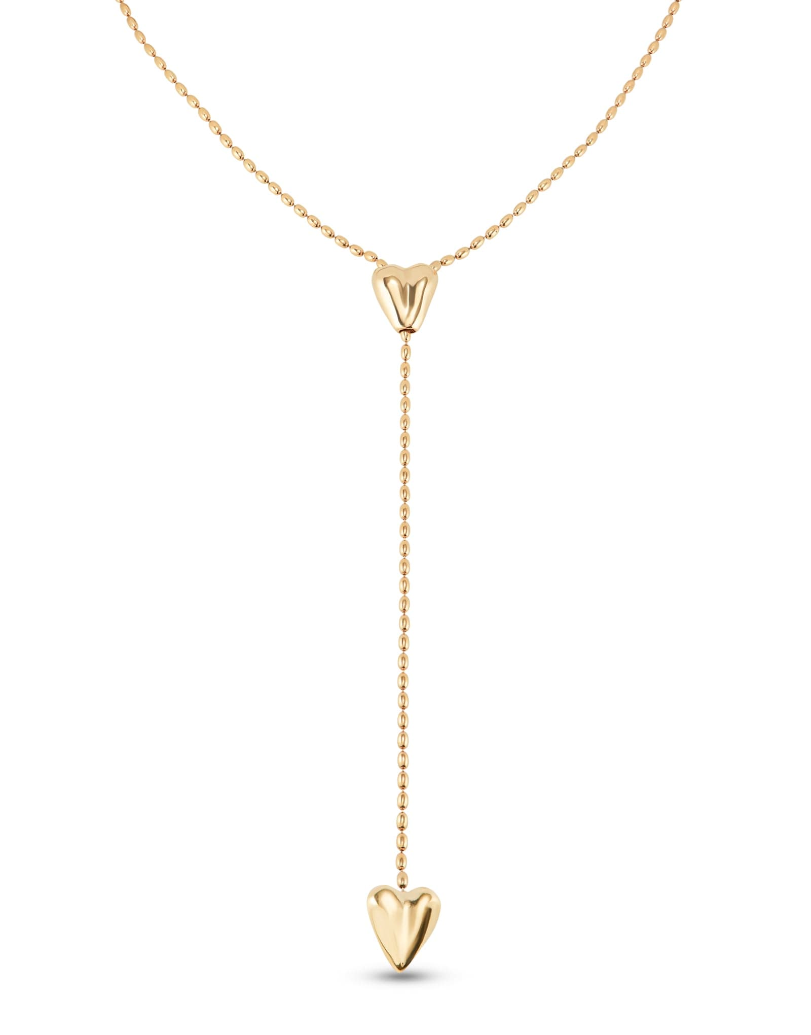 Long adjustable chain necklace with two hearts